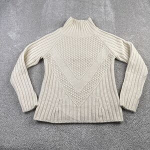Banana Republic Cream Turtleneck Cable-Knit Sweater